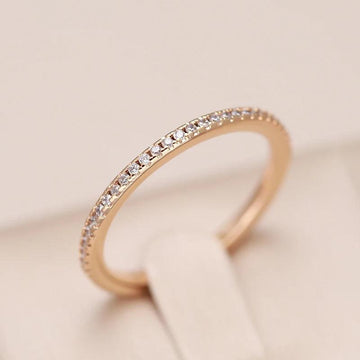 New Arrival 14K Rolled Rose Gold Single Row Micro-wax Inlay AAA Zircon Diamonds Rings - Party Trendy Fine Jewellery